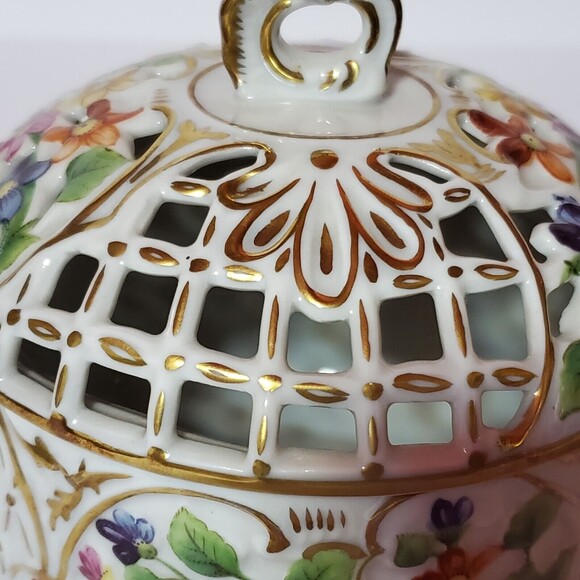 Schumann Lidded Bowl Dresden Flowers Trinket Box Vintage - Picture 3 of 10